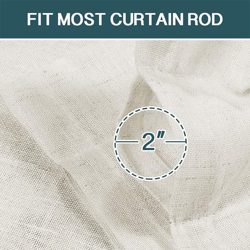 FantasDecor Ivory White Linen Sheer Curtains 96 inch Long for Bedroom Living Room Light Filtering Soft Thick Linen Textured Window Drapes Rod Pocket Burlap Look Farmhouse Decor, W52 x L96, Ivory - Image 4